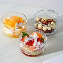 1pc 220ml Transparent Glass Dessert/Pudding/Salad Bowl - Clear - View 7