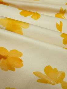 Versatile Minimalist Yellow Floral Print Maxi Skirt , Spring/Summer Brunch - Yellow - View 12