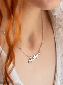Customizable Minimalist Heart-Shaped Name Necklace, Personalized Stainless Steel Delicate Necklace, Available In Various Font Styles, Popular Jewelry For Women.