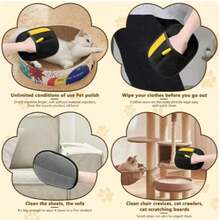 Reusable Double-Sided Pet Hair Removal Gloves |   Static Fur Remover For Pets & Carpets |   Pet Grooming Gloves - màu đen - Xem 6