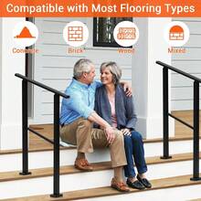 Handrails For Outdoor Stairs, Metal Railings With Mounting Kit For 2 Steps, Outdoor Handrails For Seniors, Concrete Stairs, Veranda And Terrace - 2nd Order - View 3