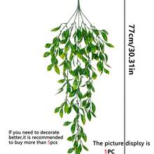 1 buc plante verzi artificiale suspendate de 30,31 inch, iarbă fildeș, decorare cu plante artificiale, plante verzi suspendate false, plante simulate, potrivite pentru decorarea camerei de acasă, decorare pentru rafturi interioare, decorare pentru grădină de perete exterioară, decorare pentru cadru de masă de terasă - Verde - Vizualizare 3