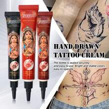 yikexuanli 三色海娜临时纹身颜料套装，海娜半永久性临时纹身，适用于临时人体彩绘和节日派对临时纹身装饰 - 彩色 - 查看 9