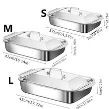 1pc Stainless Steel Baking Tray With Lid, Rectangular Design With Sturdy Handles, Suitable For Baking Cookies, Roasting Fish, Stir-Frying And Baking - Easy To Clean, Suitable For Commercial And Home Kitchens. Baking Tray | Stainless Steel Baking Tray | Durable - Multicolor - View 10