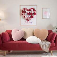 4 Pcs Heart Shaped Throw Pillows Sherpa Fluffy Soft Throw Cushions Cute Couch Decor Aesthetic Room Decor For Neutral Romantic Boho Home Decor 13.5 X 11.5 In - 1 - 查看 4