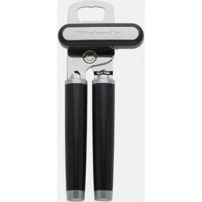 KitchenAid - Classic Can Opener Stainless Steel Manual Can Opener With Built-In Bottle Opener Black