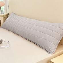 1 chiếc vỏ gối hình bánh mì mềm mại, chần bông, màu trơn, họa tiết kẻ caro và hình thoi, vỏ có thể tháo rời, đường may dày dặn, phù hợp cho ghế sofa, giường đơn, giường đôi, ký túc xá, cả gia đình, khách sạn, trang trí phòng, có thể giặt máy, sử dụng được quanh năm. - Màu Xám nhạt - Xem 11