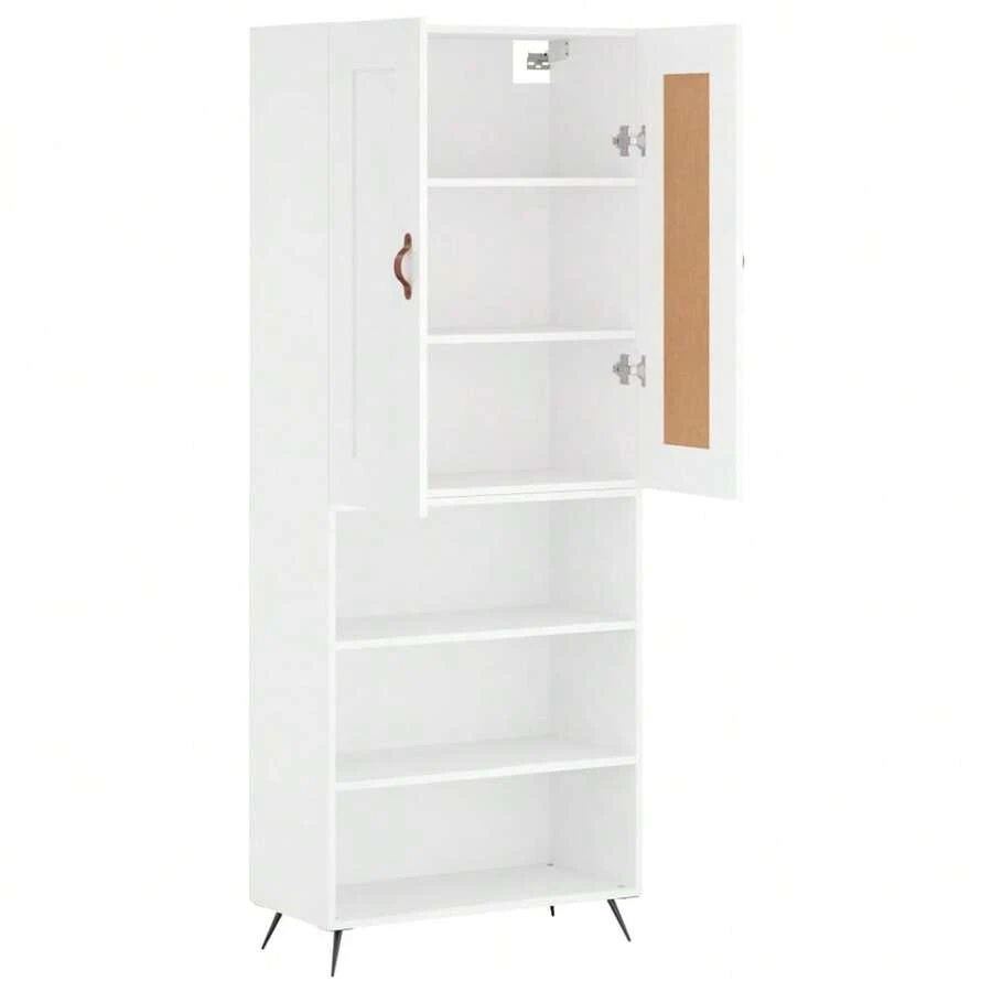 vidaXL Buffet alto branco 69,5x34x180 cm Bois d'ingénierie - Branco - Ver 1