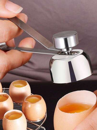 1 pieza Rompedor de huevos/Cortador de huevos/Separador de huevos de acero inoxidable, apto para huevos crudos, cocidos blandos o duros, herramienta y accesorio profesional