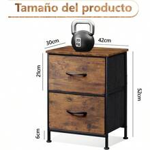 silla de oficinaBuros para recamara Burós Mesa de Noche con 2 cajones Organizador de Tela para vestidor para Dormitorio Armario Pasillo guardería Mesa Auxiliar Mueble Lateral Marrón - Marrn - Ver 3