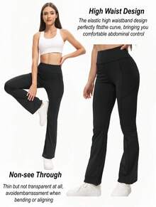 3Packs Women's Flare Leggings With Pockets, Comfortable AndSoft High Waisted Tummy Control Bootcut Workout Yoga Pants(If You Are Between Sizes, We Recommend Sizing Up) - 3Pcs Black - View 3