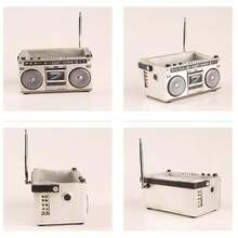 4.7 Inches Retro Recorder Shape Desktop Decoration Resin Crafts Ornaments Home Office Personality Multi-Purpose Succulent Plant Pot | Pen Holder (Recorder) - Silver - View 7