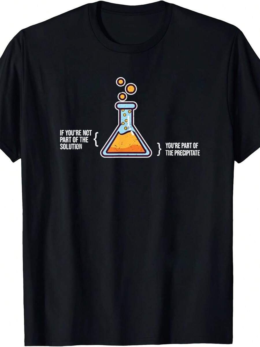 Science Print Graphic T-Shirt Short Sleeve Crew Neck Cotton Tee For Men Perfect For Halloween Parties Sports Casual Wear Great Gift For Birthdays Friends Festivals - 黑色 - 查看 1