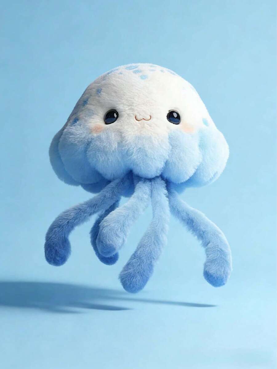 可爱卡通水母毛绒钥匙扣玩具 | 海洋水族馆主题柔软毛绒钥匙扣，日常配饰。这款萌趣十足的水母毛绒钥匙扣灵感源自海洋水族馆，拥有蓬松柔软的蓝白渐变色身体，点缀着波点细节，并带着甜美的微笑。它可以作为装饰钥匙扣，挂在背包、钱包或钥匙上。 - 彩色 - 查看 1