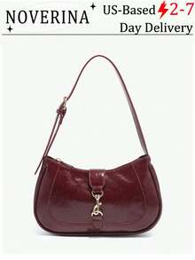 1pc Retro Minimalist Hook Decor Adjustable Shoulder Strap Crescent Shape Bag, Suitable For Date, Outing, Party , Small BagsVegan Leather Textured Glossy Effect Sling Bag For Women Waterproof,[US-Based Shipping] Lightweight,Business Casual Crocodile Embossed Bag For Teen Girls Women College Students,Rookies & White-Collar Workers Perfect For Office,College,Work ,Business,Commute, Animal Print Women Bag,Bolsas,Carteras,Purse,Purses And Bags Women,Gift Card ,Carteras De Muje,Gifts For Women,Bags For Women,Women's Fall Clothing Winter Clothing Christmas Gift Fall Autumn Velvet Furry Party Fuzzy Plush Thanksgiving Festival Cyber Monday Holiday Knitted Winter Valentine's Day Gift Christmas Women's Crossbody New Year Snow Warm Thermal End-Of-Yea - Màu Đỏ Sâu - Xem 1