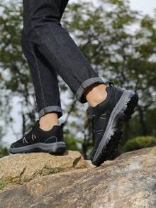Talla 46 Zapatos de senderismo negros para hombres, zapatos deportivos para exteriores con suela suave y antideslizante, botas de trekking y escalada de corte bajo con cordones