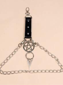 1pc Men's Punk Chain Decor Leather Pant Chain - Black - View 4