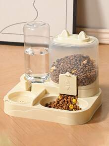 2-In-1 Cat & Dog Water Dispenser (With Built-In Food Bowl) - No Battery Required, Modern White Design, Easy To Clean And Refill, Pet Drinking Solution, Pet Feeder, Elegant Pet Accessory, Sturdy Construction