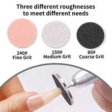 60pcs Replaceable Sandpaper Discs With Metal Disc, Pink Nail File Grinder, Foot Care Tool Accessories, Nail Drill, Nail Supplies - Multicolor - View 5