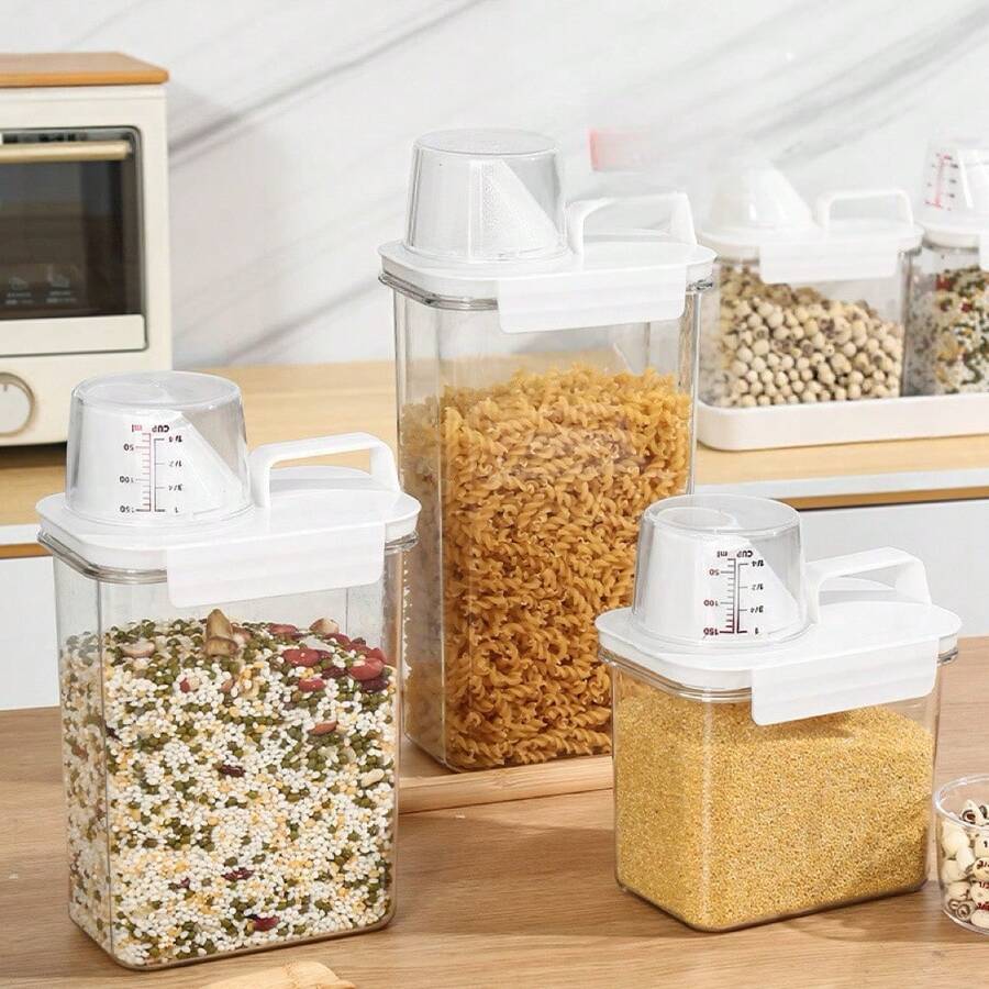 1 Paquete Contenedor de Almacenamiento de Alimentos Hermético con Tapa, a Prueba de Insectos, a Prueba de Humedad, a Prueba de Fugas, Bote de Cocina Portátil para Arroz, Harina, Nueces, Cereales, Organizador de Despensa Doméstica, Accesorio de Cocina Imprescindible