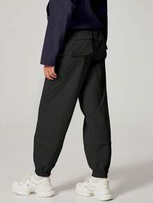 NcmRyu 1 chiếc quần thể thao nữ cạp chun, nhiều túi, có dây rút ở mắt cá chân. - màu đen - Xem 7