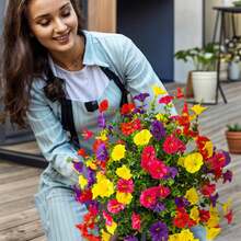 Cây giả hình cầu Ipomoea, chống tia UV, màu sắc tươi tắn, hoa giả trông như thật, có đế, thích hợp cho chậu cây, hiên nhà, sân thượng, sân vườn, vật dụng thiết yếu cho nhà mới. - Nhiều màu - Xem 5