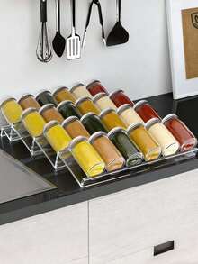 1pc/2pcs/4pcs Spice Drawer Organizer,Tilted Clear Plastic Design,Multiple Sizes, Spice Rack,Spice Storage,Suitable For Cabinets And Countertops,Transparent Modern Kitchen Storage Solution, Makeup Organizer,Desk Organizer