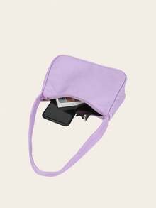 链条式时尚纯色单肩包 - 紫色 - 查看 4