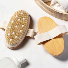 1pc Dry Brushing Body Brush, Natural Boar Bristle Material, Deep Exfoliating Body Scrub Brush With Massage Nodules Design, Suitable For Dry Skin, Helps Improve Blood Circulation And Lymphatic Drainage - Multicolor - View 7