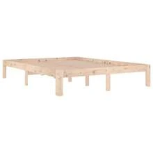 vidaXL Cadre de lit sans matelas bois de pin massif 140x190 cm - Tabac - Voir 3