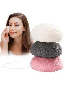 3个装天然洁面海绵，去角质，魔芋海绵，含活性炭，可用于清洁面部和身体，天然魔芋海绵套装，专业美容师使用，家用日常清洁海绵。 - 彩色 - 查看 11