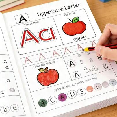 48 páginas Libro de trabajo de trazado de letras ABC para niños | Práctica de letras de la A a la Z, adecuado para preescolar y jardín de infantes | Divertido libro de práctica de escritura temprana, incluye páginas para dibujar, libro de práctica, práctica de palabras mágicas, un gran regalo y también un libro práctico de práctica de escritura en inglés, ideal para la temporada de regreso a clases.