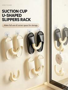 No-Drill Suction Cup Slipper Holder - Wall-Mounted Bathroom Organizer For Drying - Multicolor - View 4