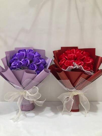 15 Stems Elegant Mixed Color Rose Bouquet, Including Red, Pink, Purple And Blue. The Perfect Gift For Girlfriend Or Lover On Valentine's Day. Handcrafted Fragrant Roses Symbolize Everlasting Love. A Romance Pledge That Never Withers. Luxury Floral Bouquet. Ideal Surprise For Birthday, Anniversary, Qixi Festival And Valentine's Day.