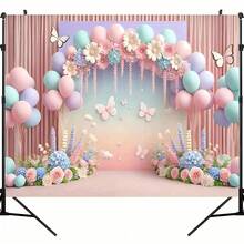 1 tấm phông nền bóng bay hoa rực rỡ, vải nền polyester có thể tái sử dụng, phông nền chụp ảnh tiệc tùng, phù hợp cho các bữa tiệc, đám cưới, sinh nhật - Dễ dàng lắp đặt, tuyệt vời để trang trí lối vào và phòng. - Nhiều màu - Xem 4
