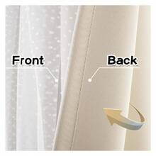 Beige Blackout Curtains For  Bedroom - 63 Inch Cute Double Layer Sheer Curtains, 52"W X 2 Panels, Grommet Top, Light Filtering - 如圖10 - 查看 8