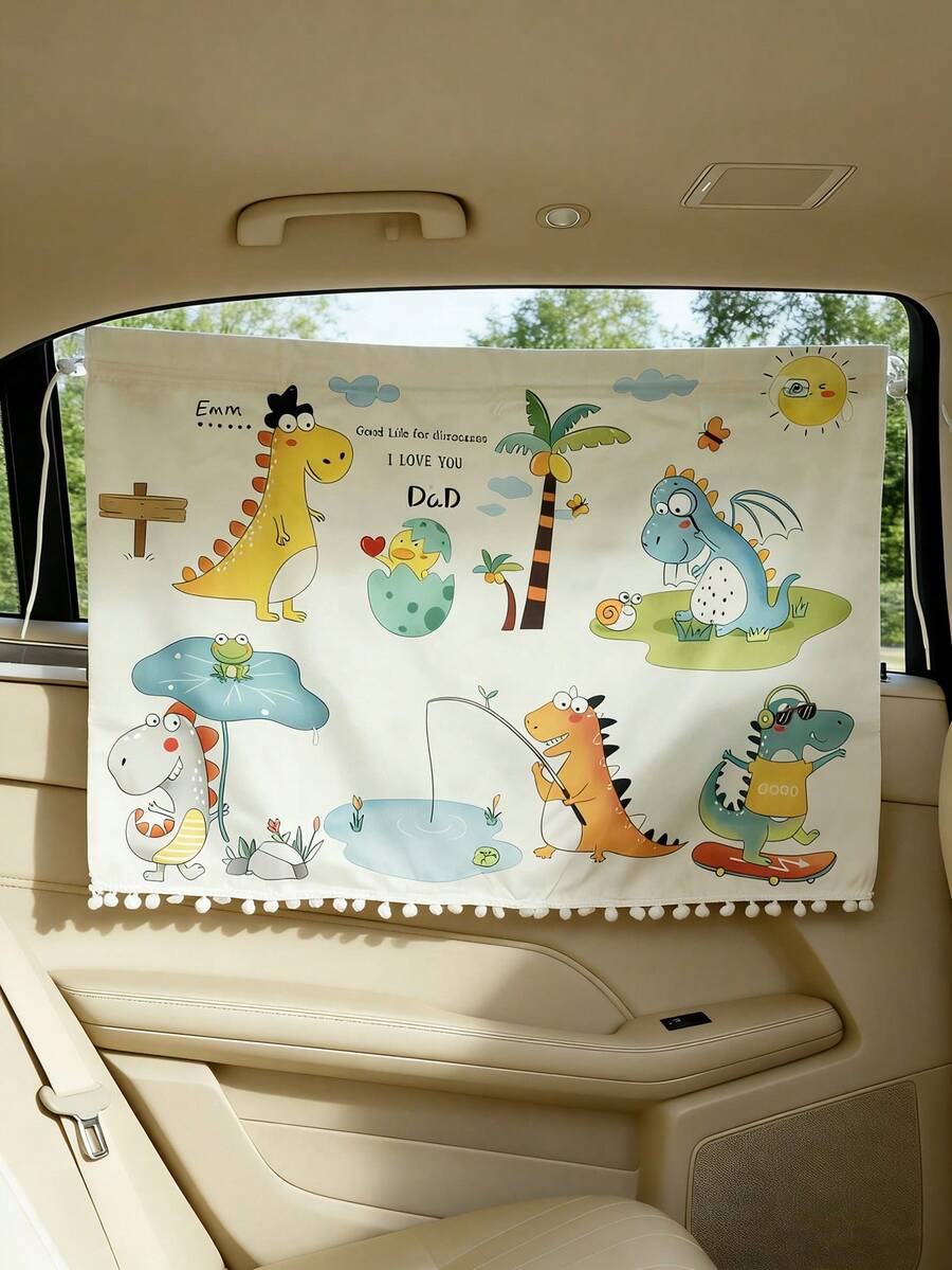 1pc Cartoon Style Sunshade Curtain, Suitable For Side Car Windows, Blocks UV, Sun, Heat, Provides Privacy, Fits Various Car Models