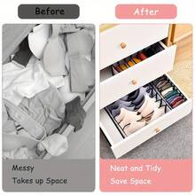 3pcs Space-Saving Bra Organizers - Versatile Closet Drawer Dividers For Lingerie, Socks & Accessories - Durable Foldable Nylon Storage Solution With 6/ 7/ 11 Cell Compartments - Transparent Black Accessory Clear Visibility Storage - 黑色 - 查看 7