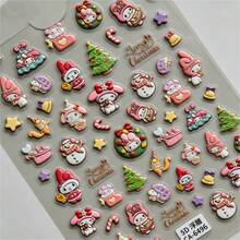 1 Set/1 Sheet Japanese Cartoon Character Christmas Series Nail Stickers 5D Relief Nail Stickers, Cute And Beautiful, A Gift For Friends, Creating A Sense Of Surprise, Good-Looking And Affordable, New Year's Gift, Valentine's Day Gift, Easter Gift(Stochastic Style) - Multicolor - View 4