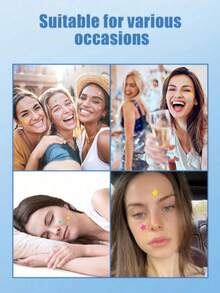 960 piezas Pegatinas de cara de estrella, material de hidrogel, suave y no irritante, accesorios de maquillaje y decorativos, adecuados para fiestas, reuniones, decoración de oficina, pegatinas de Navidad y Halloween, decoraciones para fiestas, solo para uso decorativo, no cosméticos, regalos, viajes, cosas baratas, artículos esenciales para viajes - Negro - Ver 9