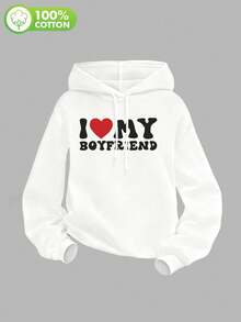 Damskie nowości na wiosnę/zimę, swobodna i elegancka bluza w stylu kurortowym – specjalna edycja walentynkowa, wygodna i miękka, z wzorem "Kocham mojego chłopaka". Walentynki, plaża, wiosna, elegancja, swoboda, kurort.