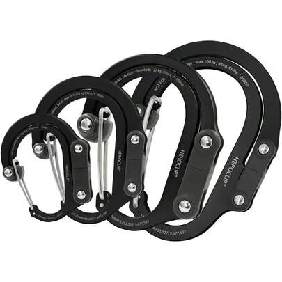 mhjGEAR AID HEROCLIP Mosquetón con Clip y Gancho Mediano para Camping Mochila Maletas y organización de cocherasleeping Bags