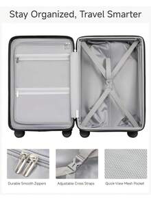 Carry On Luggage 22x14x9 Airline Approved, KVC Expandable Polycarbonate Hard Shell Suitcase For Travelling (EX-Core, Charcoal Metallic, 20 Inch, 40L-44L) - Pink - View 8