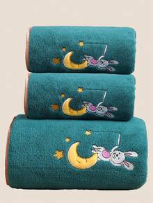 3/1pc Coral Fleece Embroidered Towel Or Bath Towel, Holiday Decor, Absorbent & Soft For Bathroom, Hotel, Gym, Travel, Gifts, Salon, Sports, Outdoor, Beach, School, Back To School, Travel Accessories, Home Essentials, Towels, Skin Care