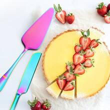 2件套不锈钢蛋糕铲套装 - 适用于蛋糕、馅饼、糕点和披萨，适合生日、婚礼、派对和各种活动 - 彩色 - 查看 7