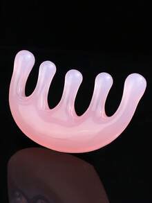 1pc Resin Massage Comb Scalp Massage Tool For Scalp Care Muscle Relaxation Gua Sha Meridian Massage-Tool For Head And Neck - Pink - View 1