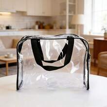 1 pieza Bolsa de almacenamiento transparente de moda - Bolsa organizadora de plástico de gran capacidad con cremallera resistente y asa | Bolsa de almacenamiento rectangular multiusos para viajes, vacaciones, juguetes, ropa y almacenamiento de bloques | Diseño unisex adecuado para actividades diarias y al aire libre de primavera | Regalo perfecto para el Día de San Valentín, bolsa esencial para viajes - Multicolor - Ver 5