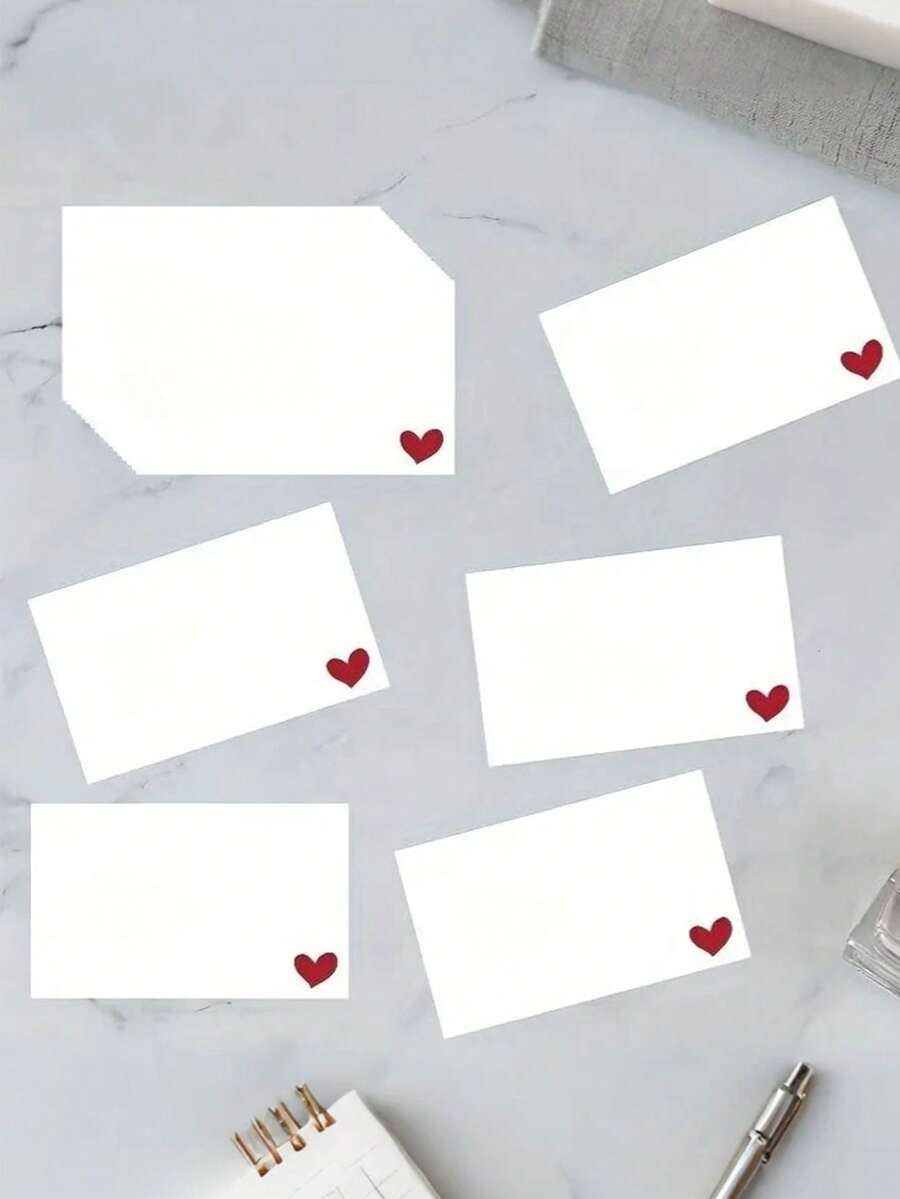 60pcs/30pcs Heart Message Cards, Pocket Cards, Business Cards, White Greeting Cards, Thank You Cards, Blank Message Cards, Uncoated Thank-You Cards, Your Notes, Information Cards, Letter Cards, Small Business Supplies, Gift Labels, Birthday Exclusive - Multicolor - View 1