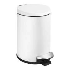 Small Trash Can With Lid Soft Close, 4.5 Liters / 1.2 Gallon Bathroom Garbage Can, Mini Step Trash Bin, Stainless Steel Wastebasket For Bathroom, Bedroom, Office (White),White - 白色 - 查看 2