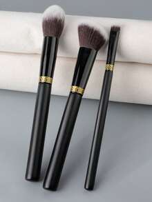 1/3Pcs Highlighter Brush Contour Brush Makeup Brush Blending Lip Brush Concealer Brush Helps Lock In Foundation And Concealer - Black - View 6